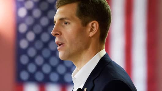 Democrat Conor Lamb, a former U.S. attorney and U.S. Marine Corps veteran running to represent Pennsylvania's 18th congressional district, speaks to an audience at the American Legion Post 902 on January 13, 2018 in Houston, Pennsylvania.