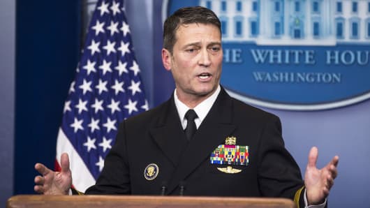 Ronny Jackson, physician for U.S. President Donald Trump, speaks during a White House press briefing in Washington D.C., U.S., on Tuesday, Jan. 16, 2018.