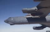 A U.S. Air Force B-52 carries the X-51 Hypersonic Vehicle for a launch test on May 1, 2013.
