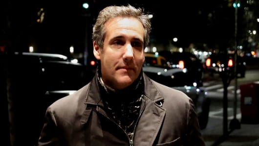 President Donald Trump's personal lawyer Michael Cohen is pictured arriving back at his hotel in the Manhattan borough of New York City, New York, U.S., April 10, 2018.