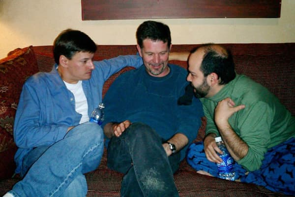 (L-R): Ted Sarandos, Reed Hastings, and Michael Rubin in Jan. 2005.