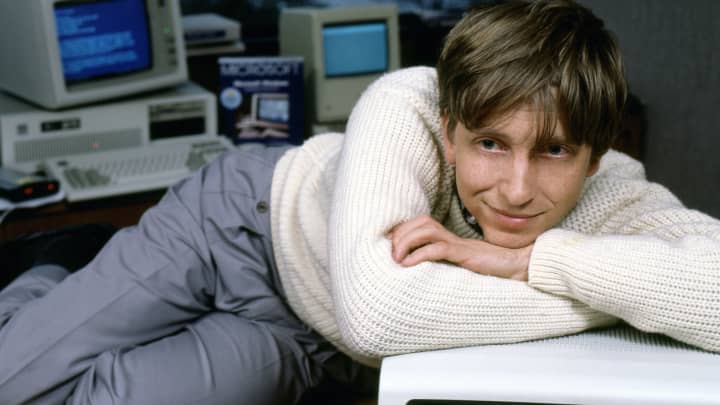 Business magnate and Microsoft co-founder Bill Gates poses in November 1985 in Bellevue, Washington.