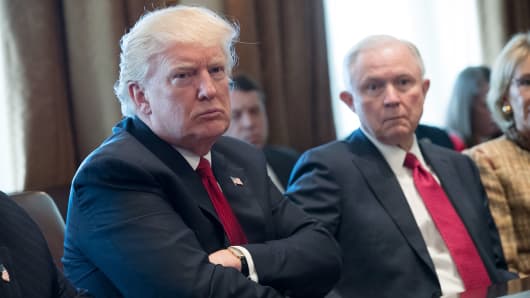 President Donald Trump (L) and Attorney General Jeff Sessions.