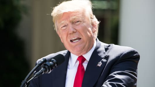 President Donald Trump made the statement that the United States is withdrawing from the Paris Climate Accord, in the Rose Garden of the White House, June 1, 2017.