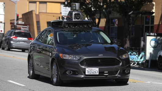 An Uber self-driving car in San Francisco, California, in 2017.