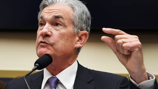 Federal Reserve Chairman Jerome Powell testifies before a House Financial Services Committee hearing on the “Semiannual Monetary Policy Report to Congress," at the Rayburn House Office Building in Washington, U.S., July 18, 2018. 