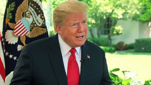 President Donald Trump being interviewed by CNBC, July 19, 2018.