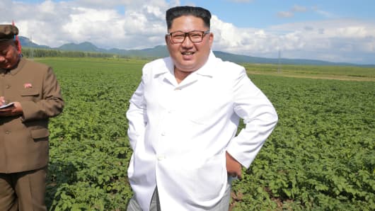 North Korean leader Kim Jong Un visits a Samjiyon County farm in this undated photo released by North Korea's Korean Central News Agency. 
