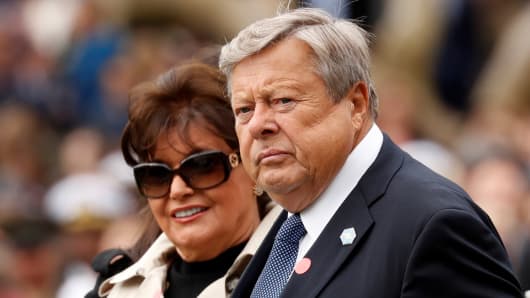 The parents of U.S. first lady Melania Trump, Viktor and Amalija Knavs, await the start of the official arrival ceremony held by U.S. President Donald Trump and Mrs. Trump for French President Emmanuel Macron and his wife Brigitte Macron on the South Lawn of the White House in Washington, U.S., April 24, 2018.