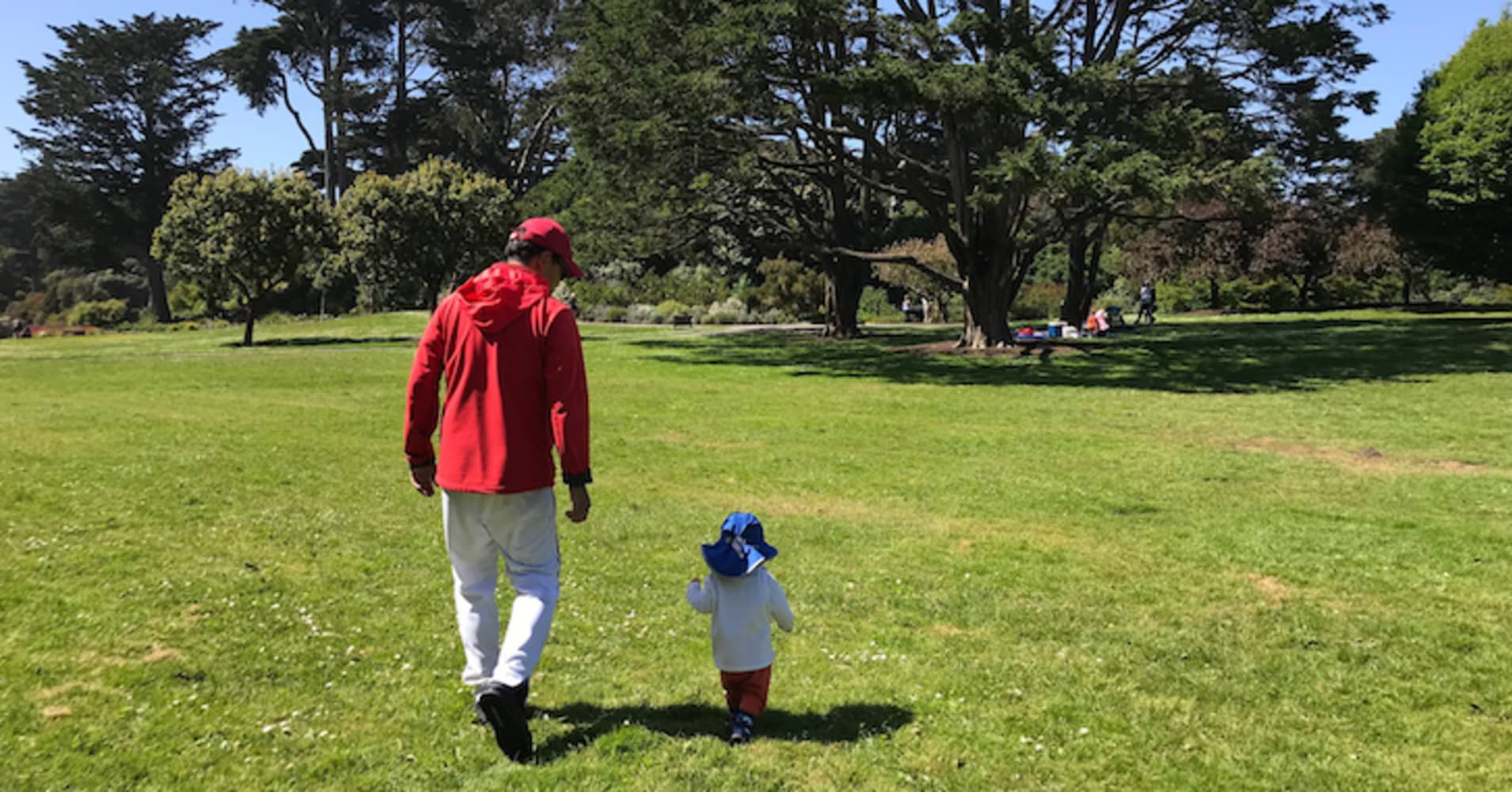 Sam Dogen and his son play in Golden Gate Park, San Fancisco.
