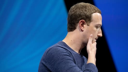 Mark Zuckerberg, President and Chief Executive Officer and Founder of Facebook Inc., attends Viva Tech's Technology and Startup Rally at the Porte de Versailles Exhibition Center on May 24, 2018 in Paris, France.