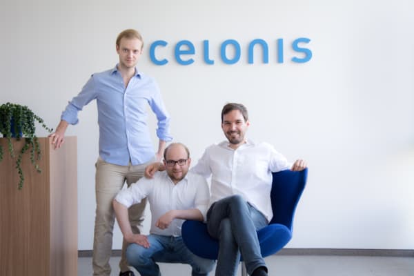 The co-founders of Celonis: Alexander Rinke (L), Bastian Nominacher (M), Martin Klenk (R).