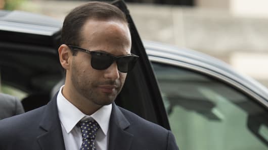 Foreign policy advisor to US President Donald Trump's election campaign, George Papadopoulos, arrives at US District Court for his sentencing in Washington, DC on September 7, 2018.Â 