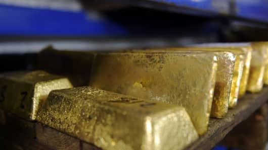 Gold bars sit in a vault at the Perth Mint Refinery, operated by Gold Corp., in Perth, Australia, on Thursday, Aug. 9, 2018.