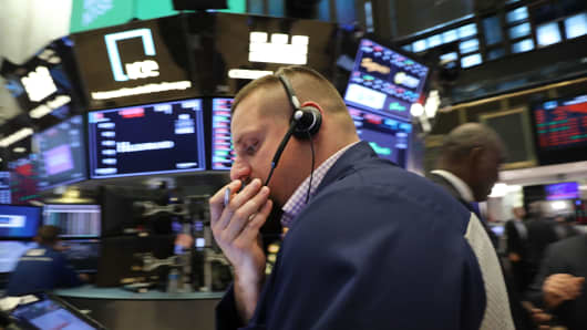 Traders work on the floor of the New York Stock Exchange (NYSE) on October 4, 2018 in New York City.