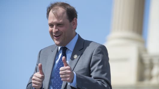 UNITED STATES - APRIL 13: Rep. Andy Barr, R-Ky., leaves the Capitol after the last votes of the week on April 13, 2018.
