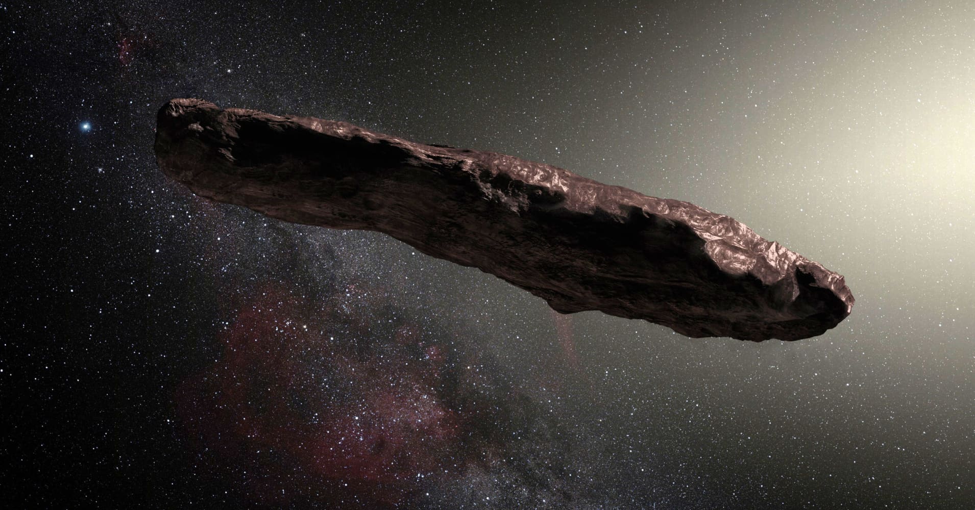 Oumuamua - artist's depiction of the long rigid object