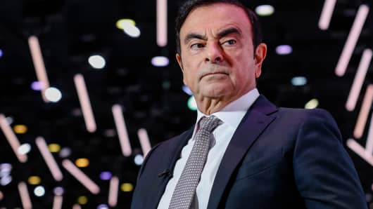 Carlos Ghosn, president of the alliance between Renault SA, Nissan Motor Co. and Mitsubishi Motors Corp., pauses during an interview with Bloomberg Television at the Paris Motor Show, the Tuesday, October 2, 2018. 