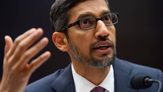 Google CEO Sundar Pichai testifies at a hearing of the House Judiciary Committee held in Capitol Hill, Washington on December 11, 2018.