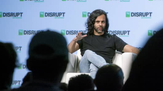 Baiju Bhatt, co-founder and co-chief executive officer of Robinhood Financial LLC, speaks during the TechCrunch Disrupt 2018 summit in San Francisco, California.