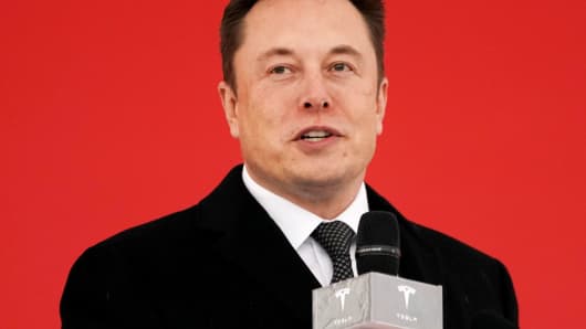 On January 7, 2019, Elon Musk, CEO of Tesla, attends the groundbreaking ceremony of the Tesla Shanghai Gigafactory in Shanghai, China.