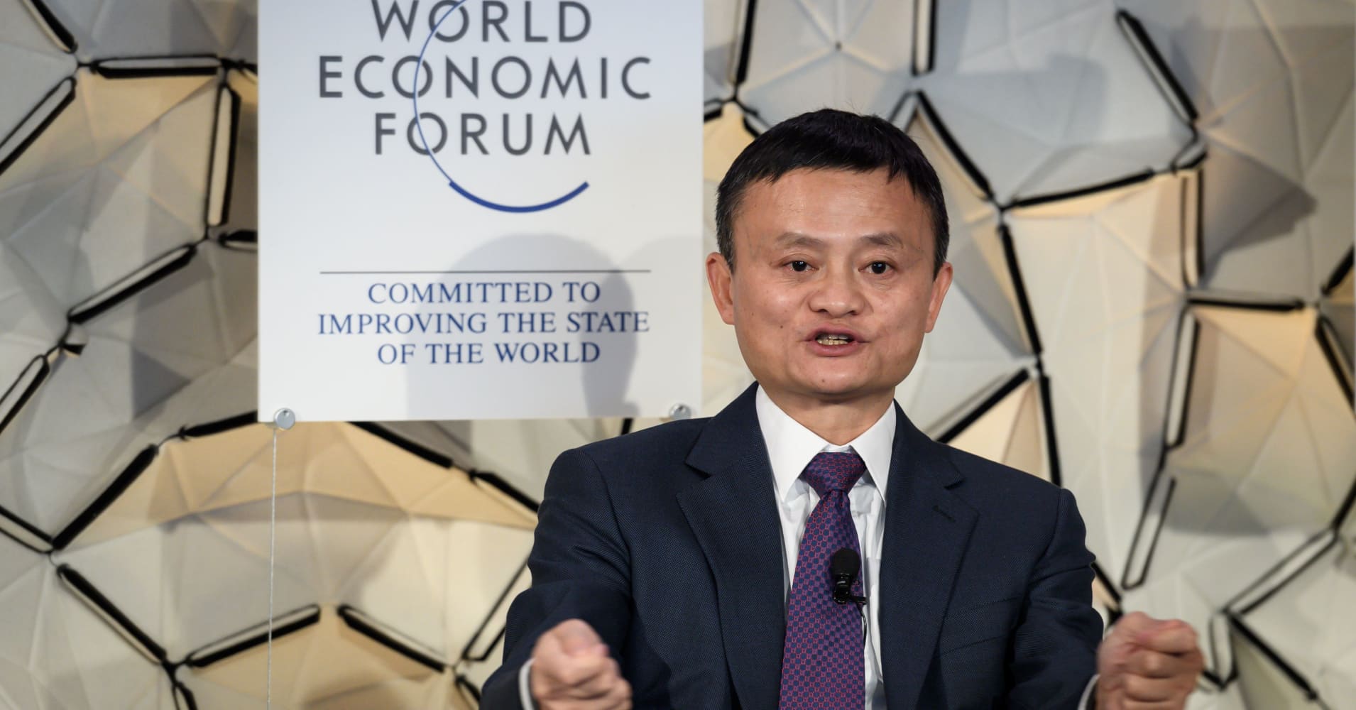 Alibaba Group co-founder and executive chairman Jack Ma during a panel session at the World Economic Forum (WEF) annual meeting, on January 23, 2019 in Davos, eastern Switzerland.
