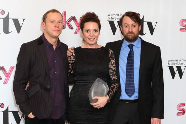 (Web) Robert Webb, Olivia Colman and David Mitchell attend the Women in TV & Film Awards in London on December 7, 2012.