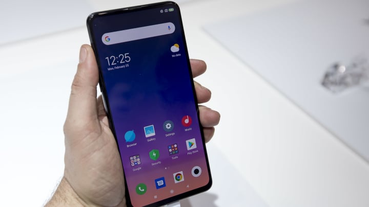 Xiaomi MIX 3 5G during the cellebration of Mobile World Congress in Barcelona on February 25, 2019 in Barcelona, Catalonia, Spain.