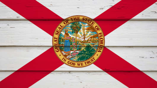 The red and white Florida flag