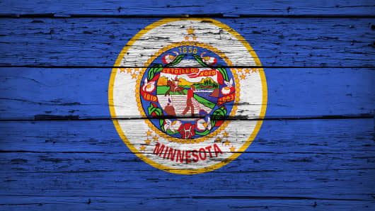 Minnesota State Flag Grunge Background