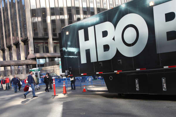 An HBO Boxing truck outside Madison Square Garden in New York.